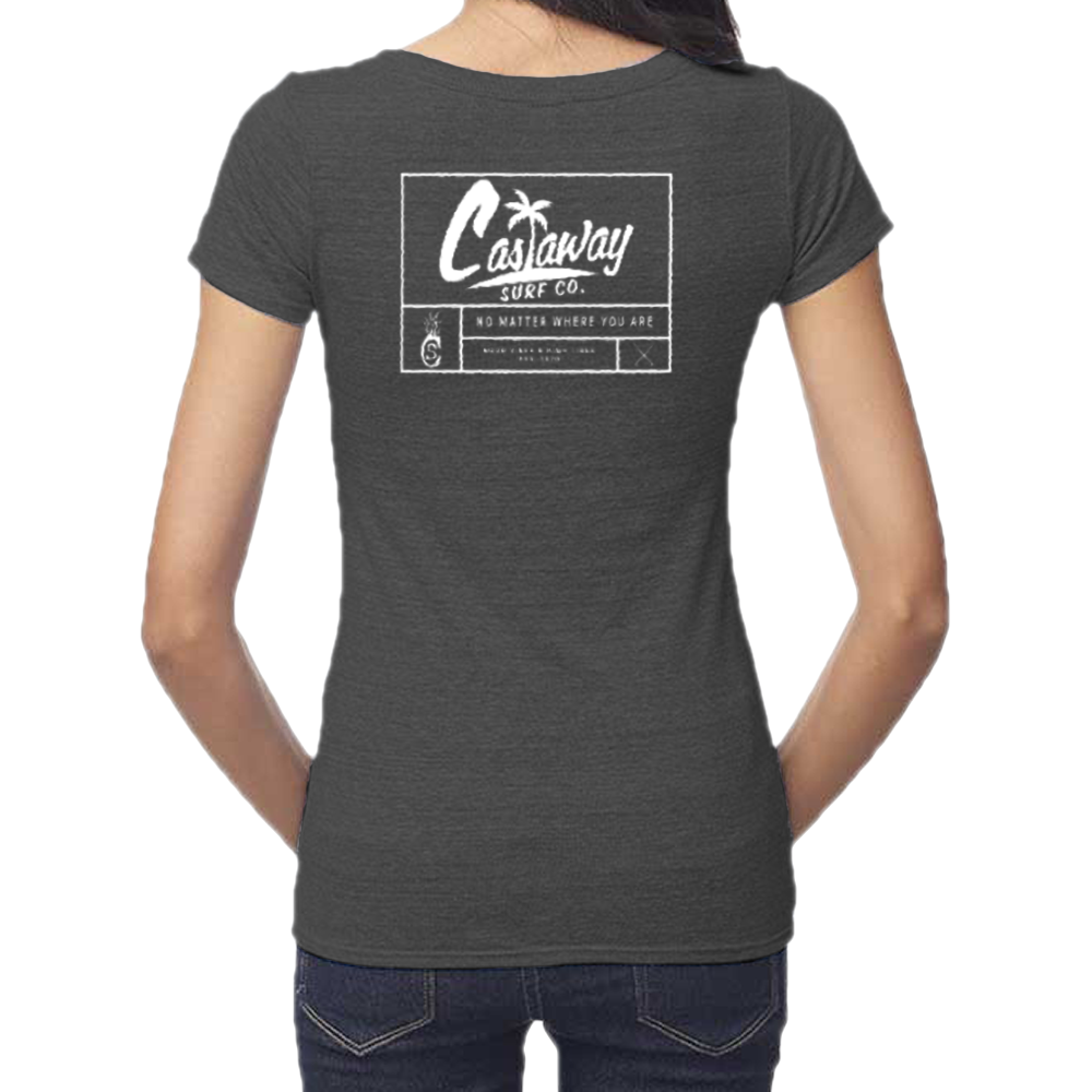 Women's Castaway Surf Box Logo (White) Bamboo T-Shirt