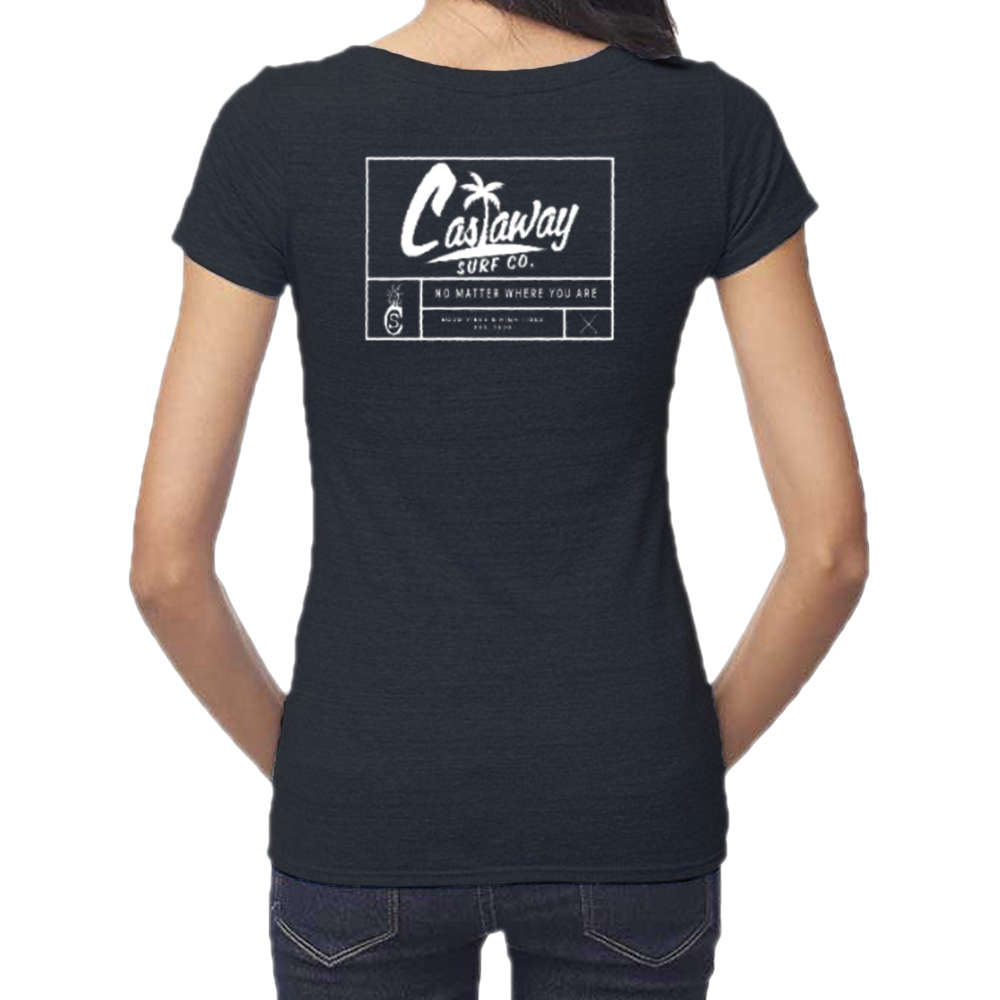 Women's Castaway Surf Box Logo (White) Bamboo T-Shirt