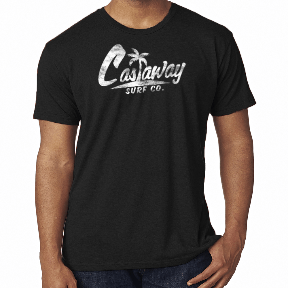 Castaway Surf Logo (White) Cotton T-Shirt