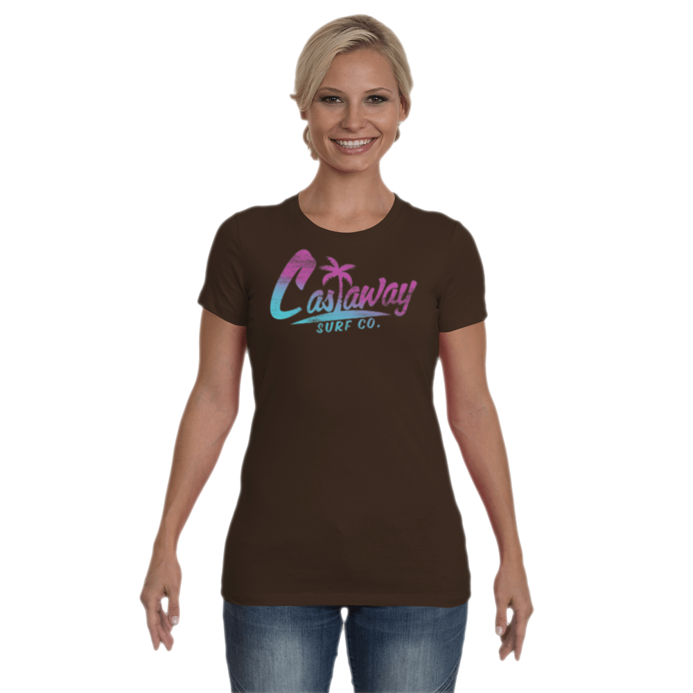 Women's Castaway Surf Logo (Teal - Purple) Cotton T-Shirt
