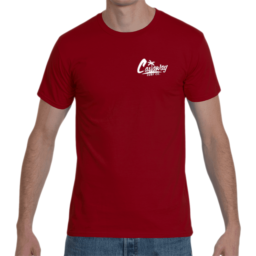 Castaway Surf Small Logo (White) Cotton T-Shirt