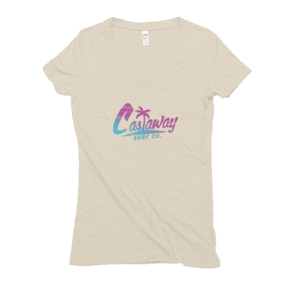 Women's Castaway Surf Logo (Teal - Purple) Hemp T-Shirt