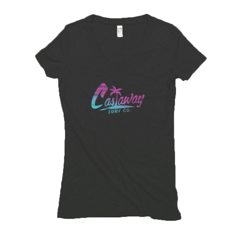 Women's Castaway Surf Logo (Teal - Purple) Hemp T-Shirt
