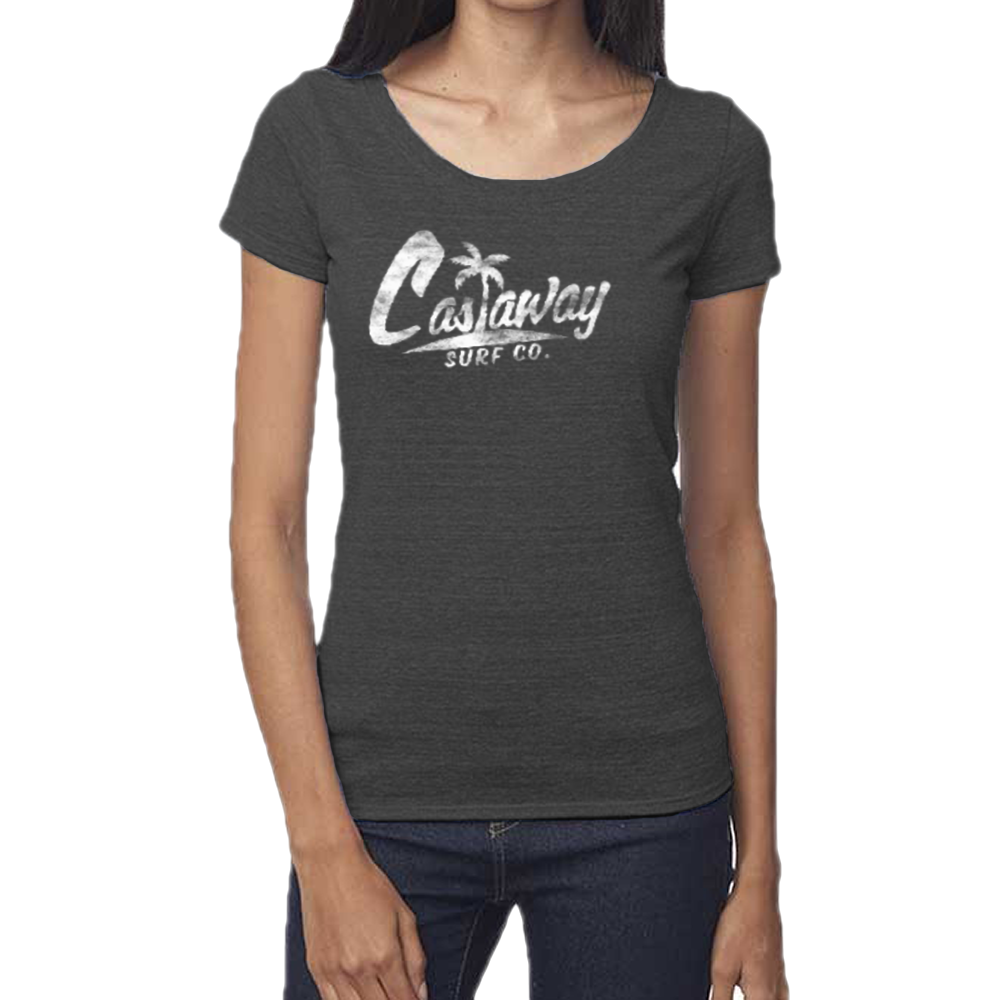 Women's Castaway Surf Logo (White) Bamboo T-Shirt