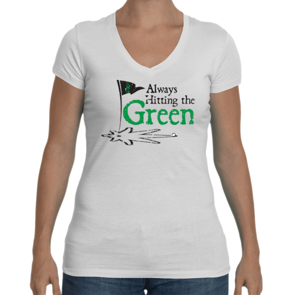 Women's Always Hitting the Green (Black) Cotton T-Shirt