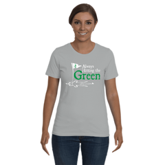 Women's Always Hitting the Green (White) Cotton T-Shirt