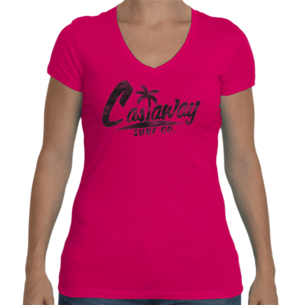 Women's Castaway Surf Logo (Black) Cotton T-Shirt