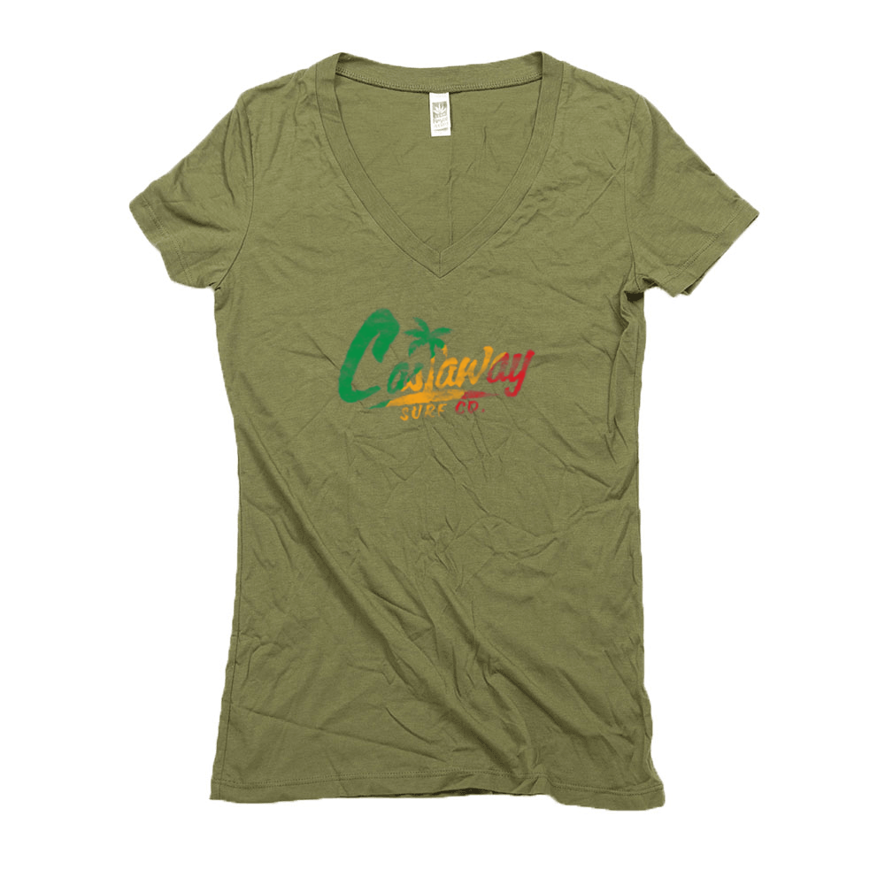Women's Castaway Surf Logo (Rasta Edition) Hemp T-Shirt