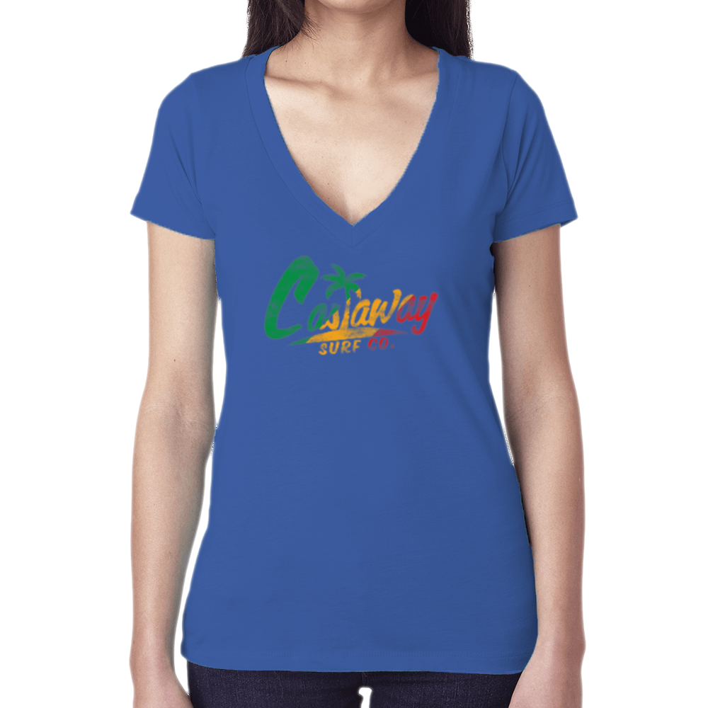 Women's Castaway Surf Logo (Rasta Edition) Cotton T-Shirt