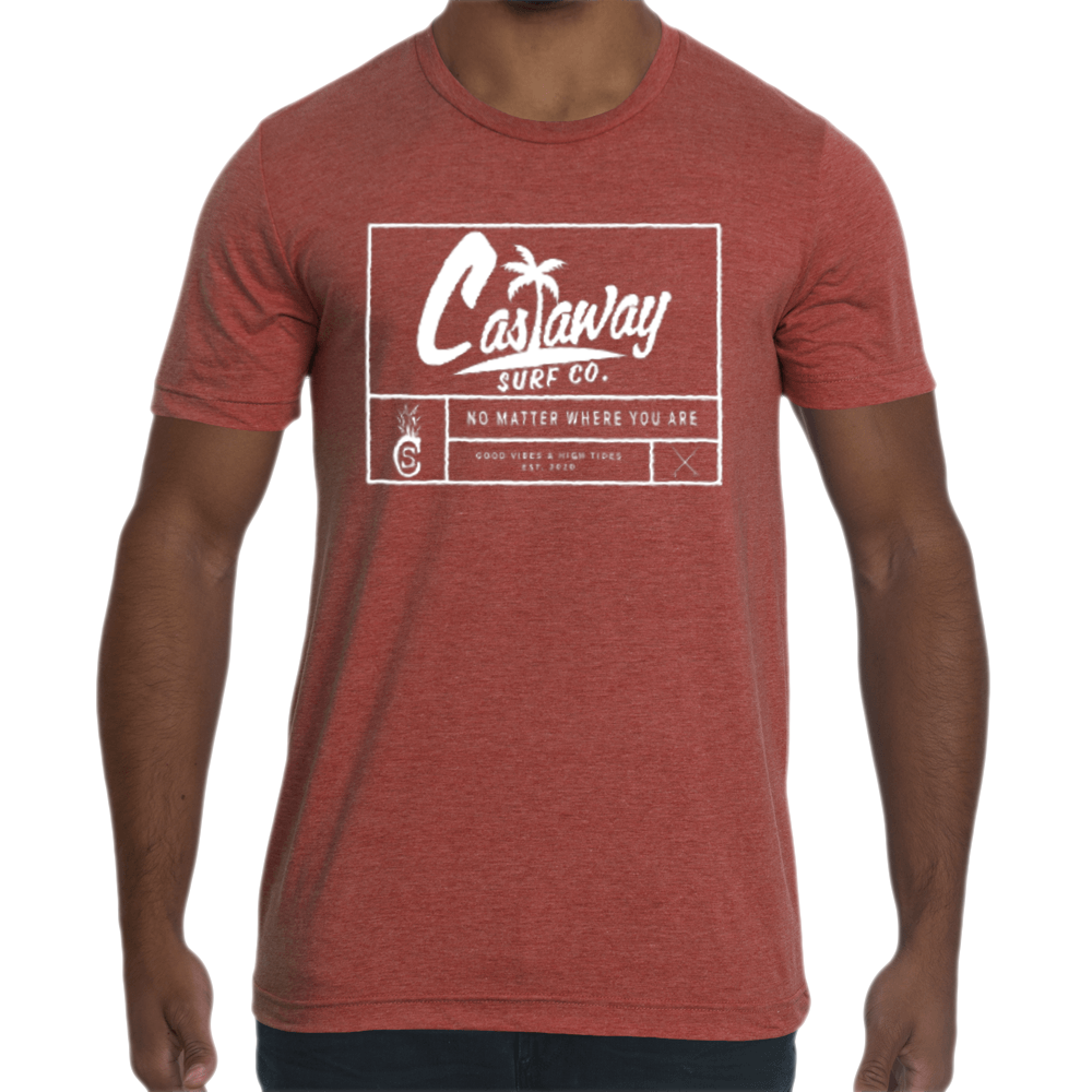 Castaway Surf Box Logo Front (White) Cotton T-Shirt