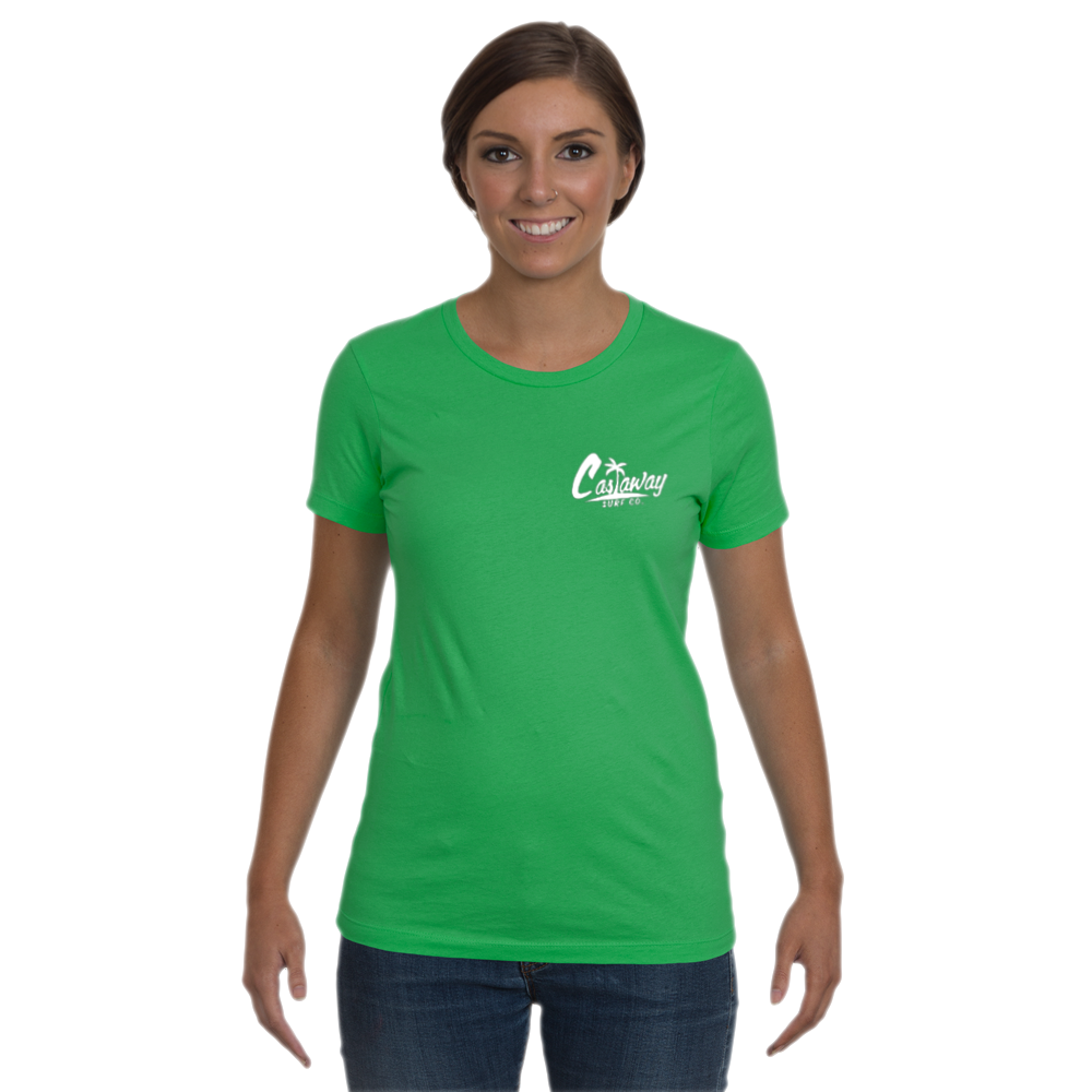 Women's Castaway Surf Logo Small (White) Cotton T-Shirt