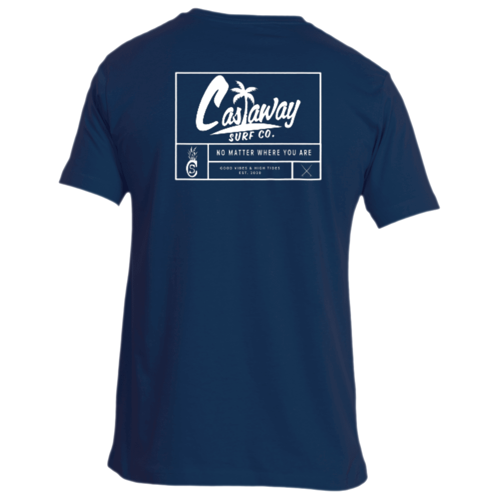 Castaway Surf Box Logo (White) Cotton T-Shirt
