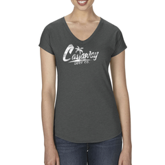 Women's Castaway Surf Logo (White) Cotton T-Shirt